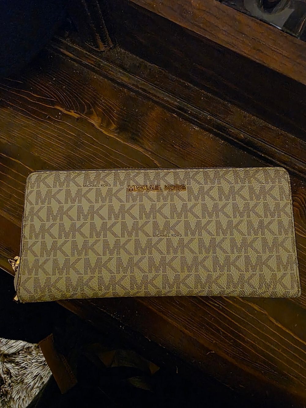 Michael Kors Brown/Beige MK Signature Zip Wallet